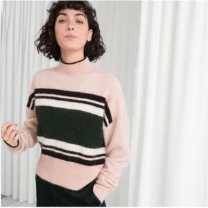 & Other Stories Wool Striped Turtleneck Mock neck Sweater - S